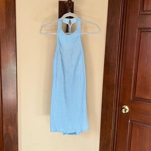 Tobi - Blue mini dress with strappy back.